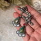Antique Turquoise and Coral Statement 925 Sterling Silver Earring