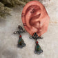 Antique Turquoise and Coral Statement 925 Sterling Silver Earring