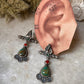 Antique Turquoise and Coral Statement 925 Sterling Silver Earring