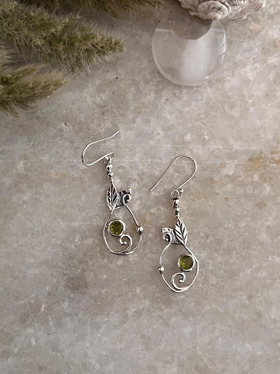 Peridot Forest Enchantment 925 Sterling Silver Earrings