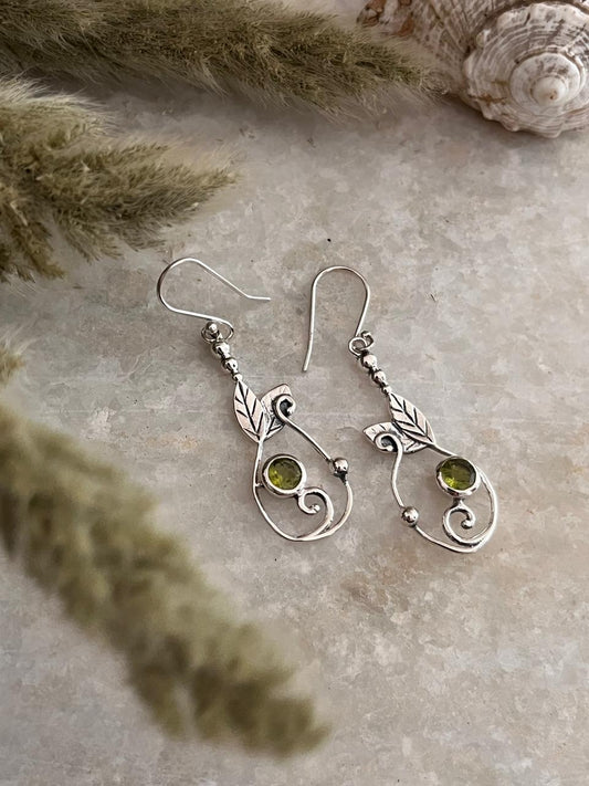 Peridot Forest Enchantment 925 Sterling Silver Earrings