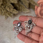 Vintage style garnet statement earrings in 925 sterling silver