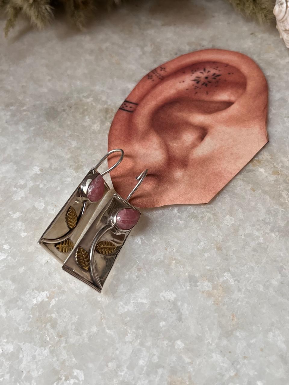 Rhodochrosite Flower 925 Sterling Silver Earrings