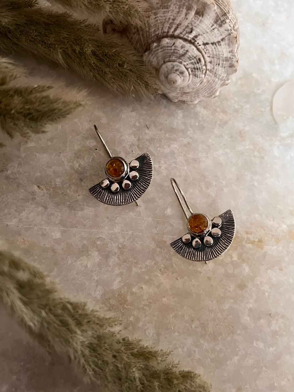 Statement boho earrings with colorful tourmaline in silver