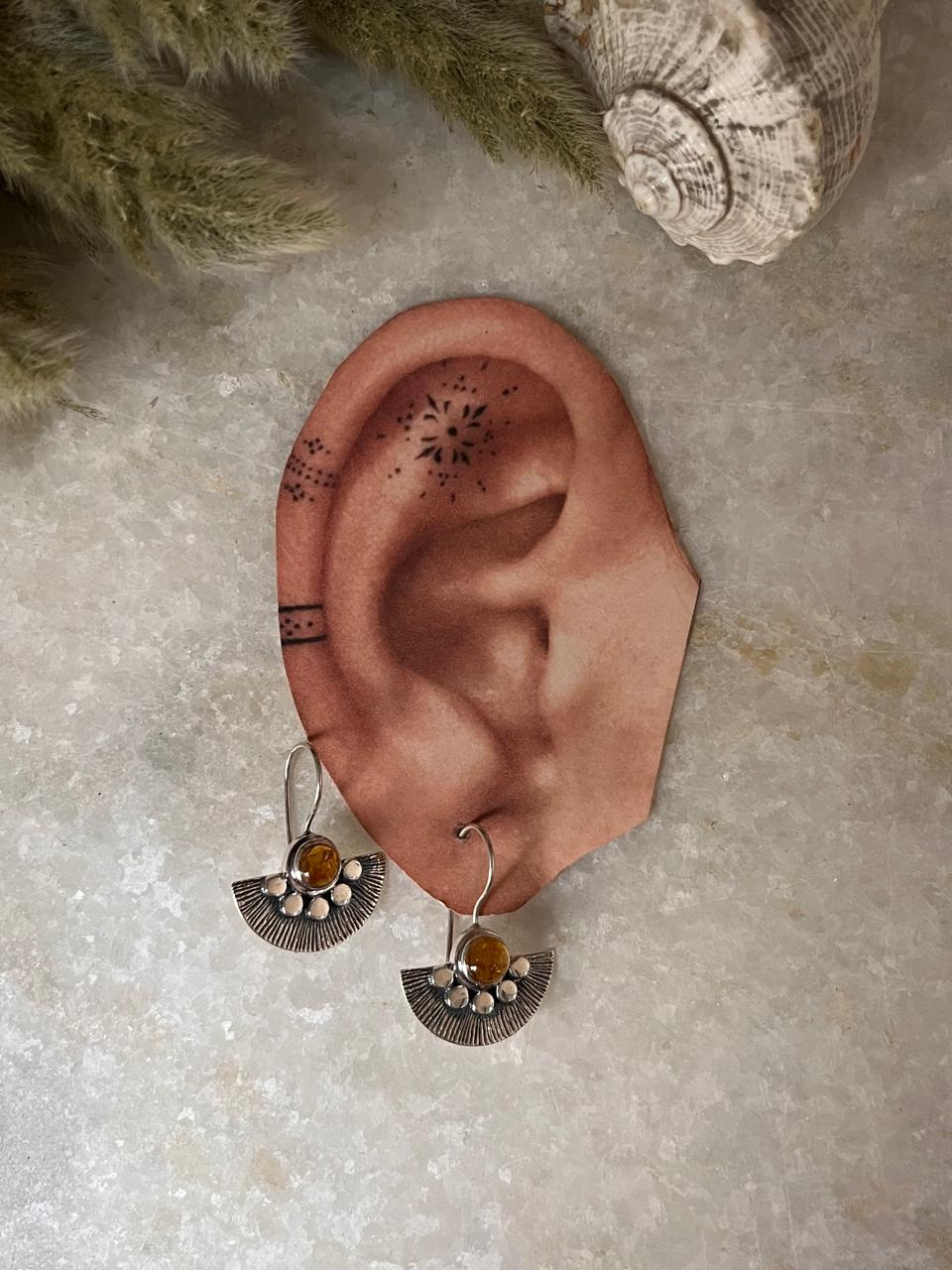 Handcrafted sterling silver earrings with multi tourmaline stones  