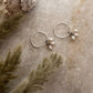 Fresh water Pearls Charm Hoops 925 Sterling Silver Earrings