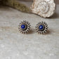 Natural lapis lazuli sun statement earrings in sterling silver  