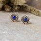 Lapis sun statement stud earrings in 925 sterling silver  