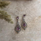 Amethyst Vintage Style Pear & Round Cut 925 Sterling Silver Earrings