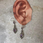 Amethyst Vintage Style Pear & Round Cut 925 Sterling Silver Earrings