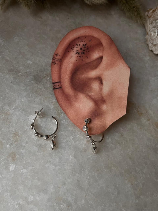 Moonstone Half Hoops Marquise Hanging 925 Sterling Silver Earrings  