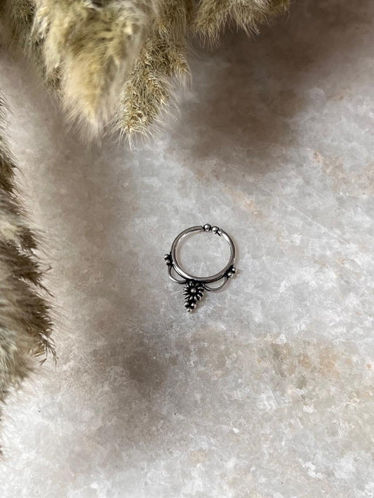 Tribal Flower Septum 925 Sterling Silver Clip On- Design 10