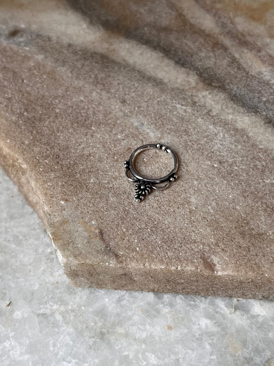 Tribal Flower Septum 925 Sterling Silver Clip On- Design 10