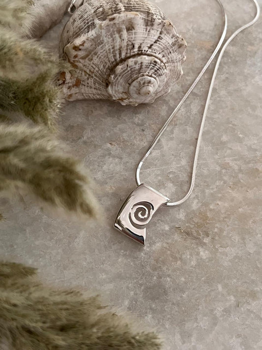 Contemporary Spiral Statement 925 Sterling Silver Pendant