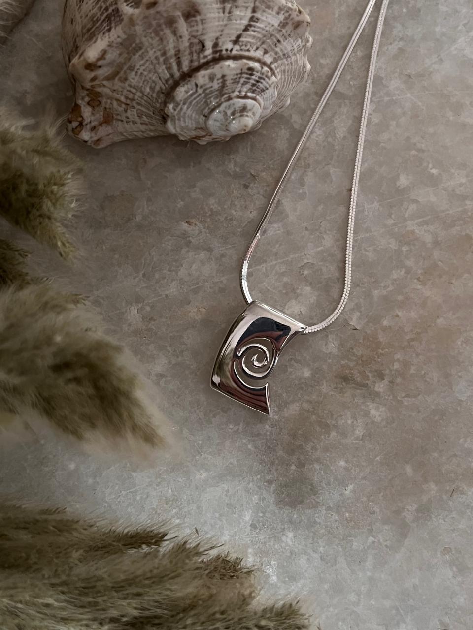 Contemporary Spiral Statement 925 Sterling Silver Pendant