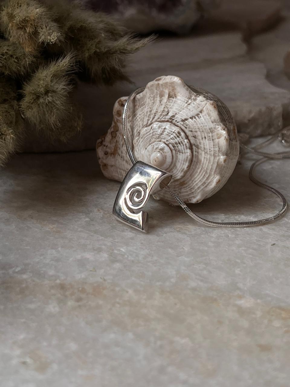 Contemporary Spiral Statement 925 Sterling Silver Pendant