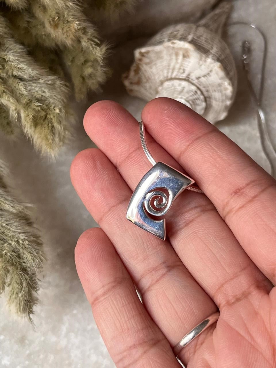 Contemporary Spiral Statement 925 Sterling Silver Pendant
