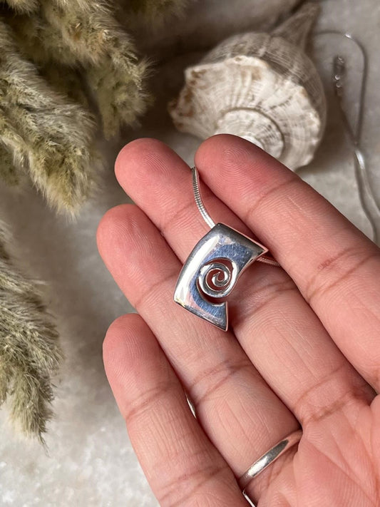 Contemporary Spiral Statement 925 Sterling Silver Pendant