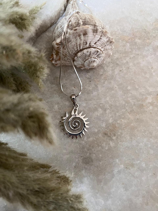 Spiral Sun 925 Sterling Silver Pendant