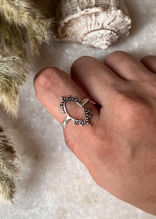 925 sterling silver tribal rawa minimalist almond ring  