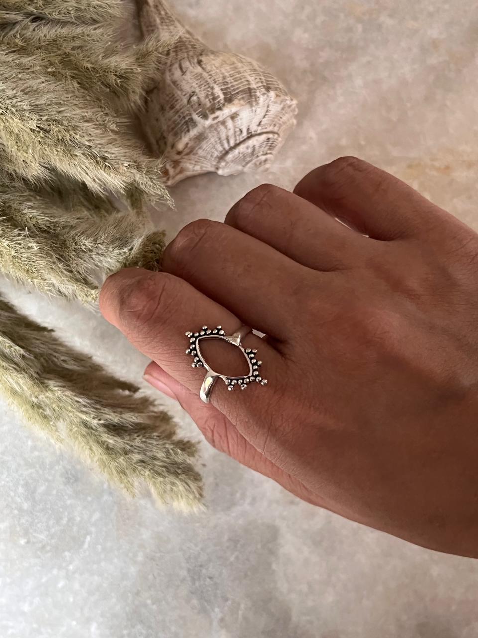 Tribal Rawa Almond 925 Sterling Silver Ring