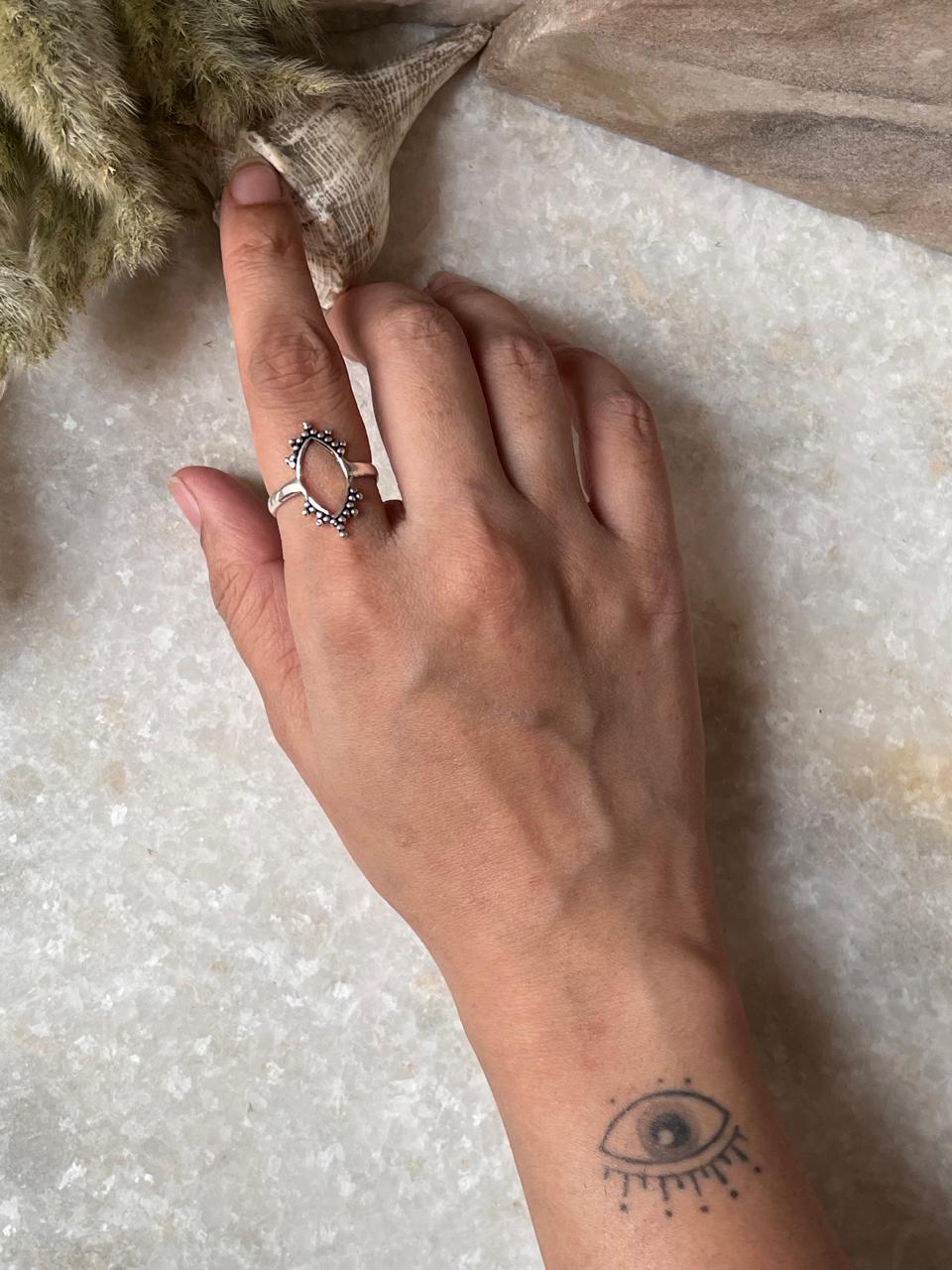 Tribal Rawa Almond 925 Sterling Silver Ring