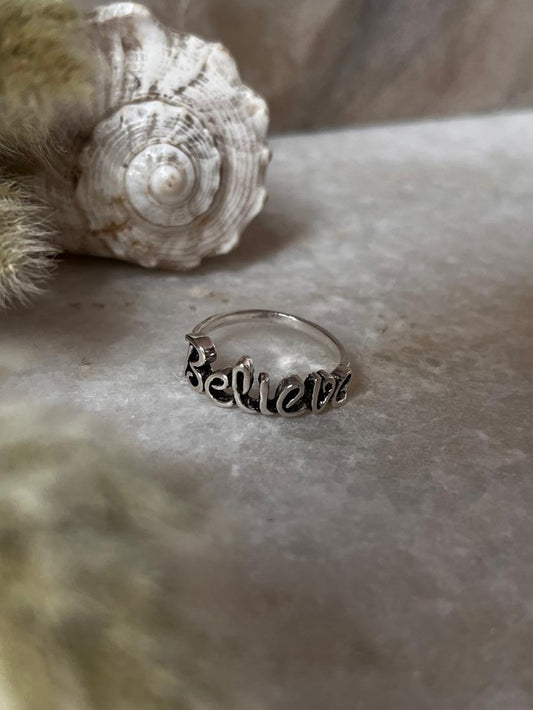 925 Sterling Silver Believe Affirmation Ring
