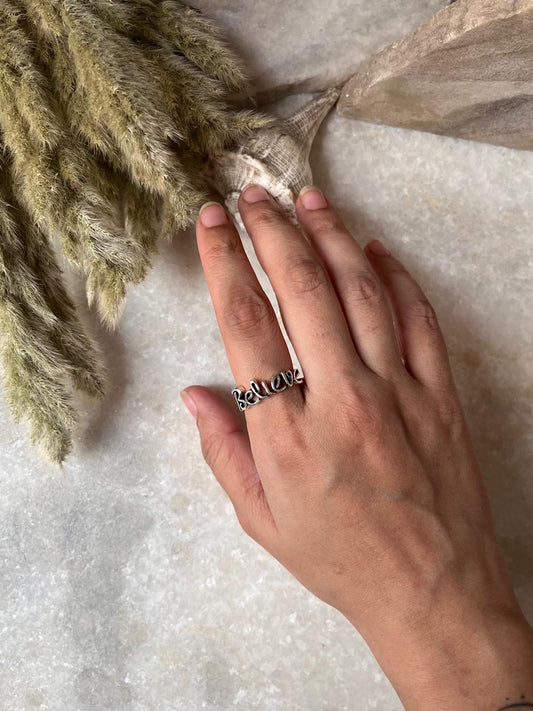 Believe Affirmation 925 Sterling Silver Ring