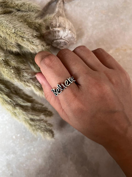 Believe Affirmation 925 Sterling Silver Ring