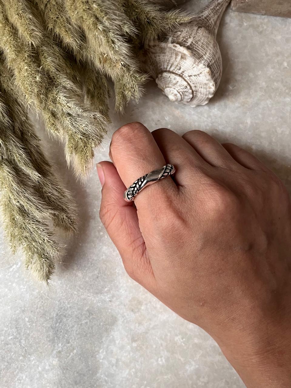 Adjustable Leaf Plain Band 925 Sterling Silver Ring