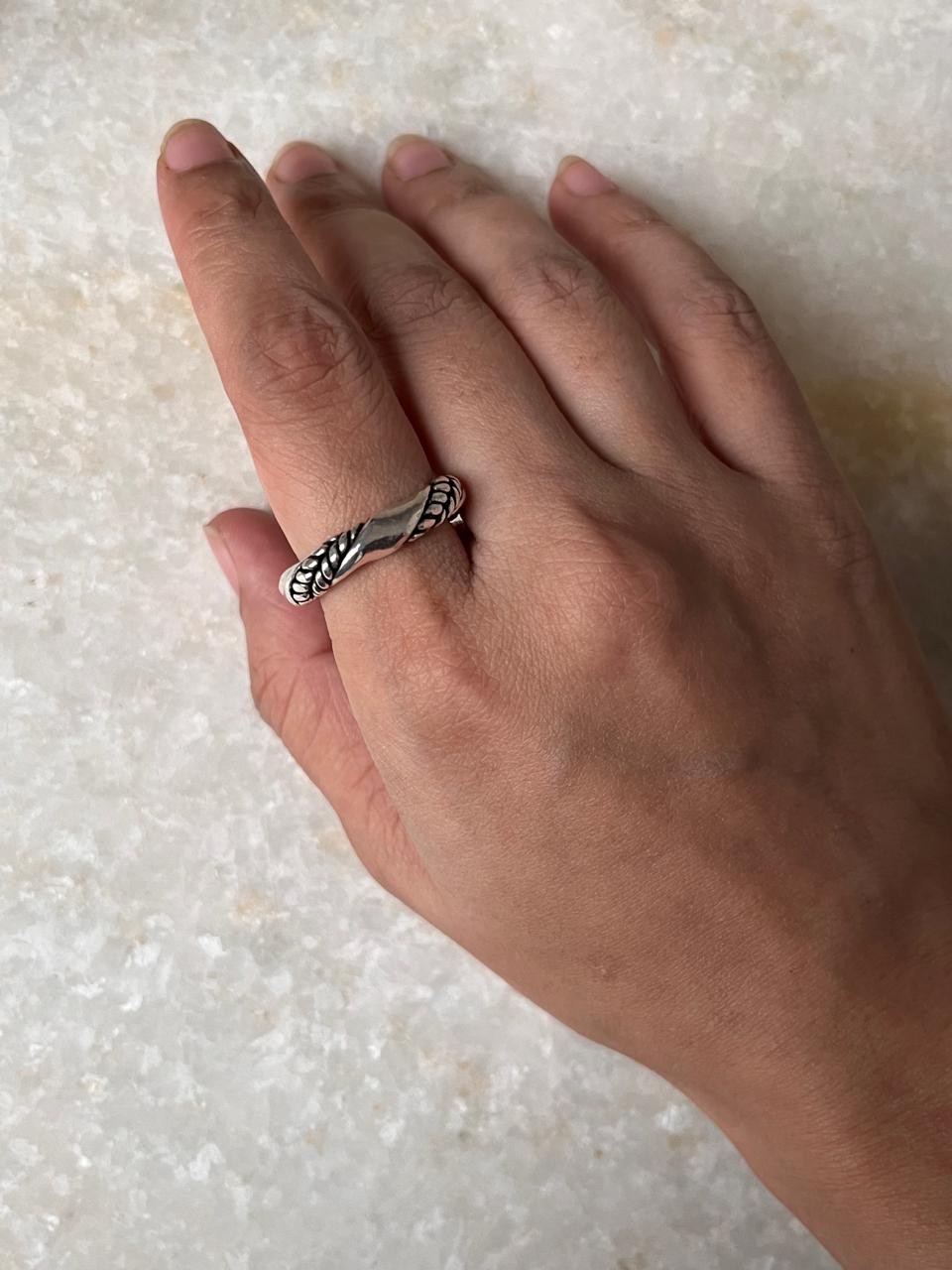 Adjustable Leaf Plain Band 925 Sterling Silver Ring