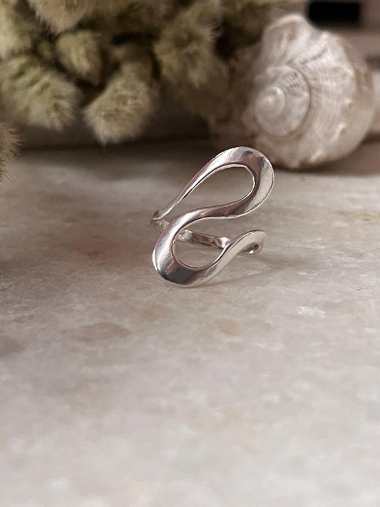 S Sculpture Abstract 925 Sterling Silver Ring