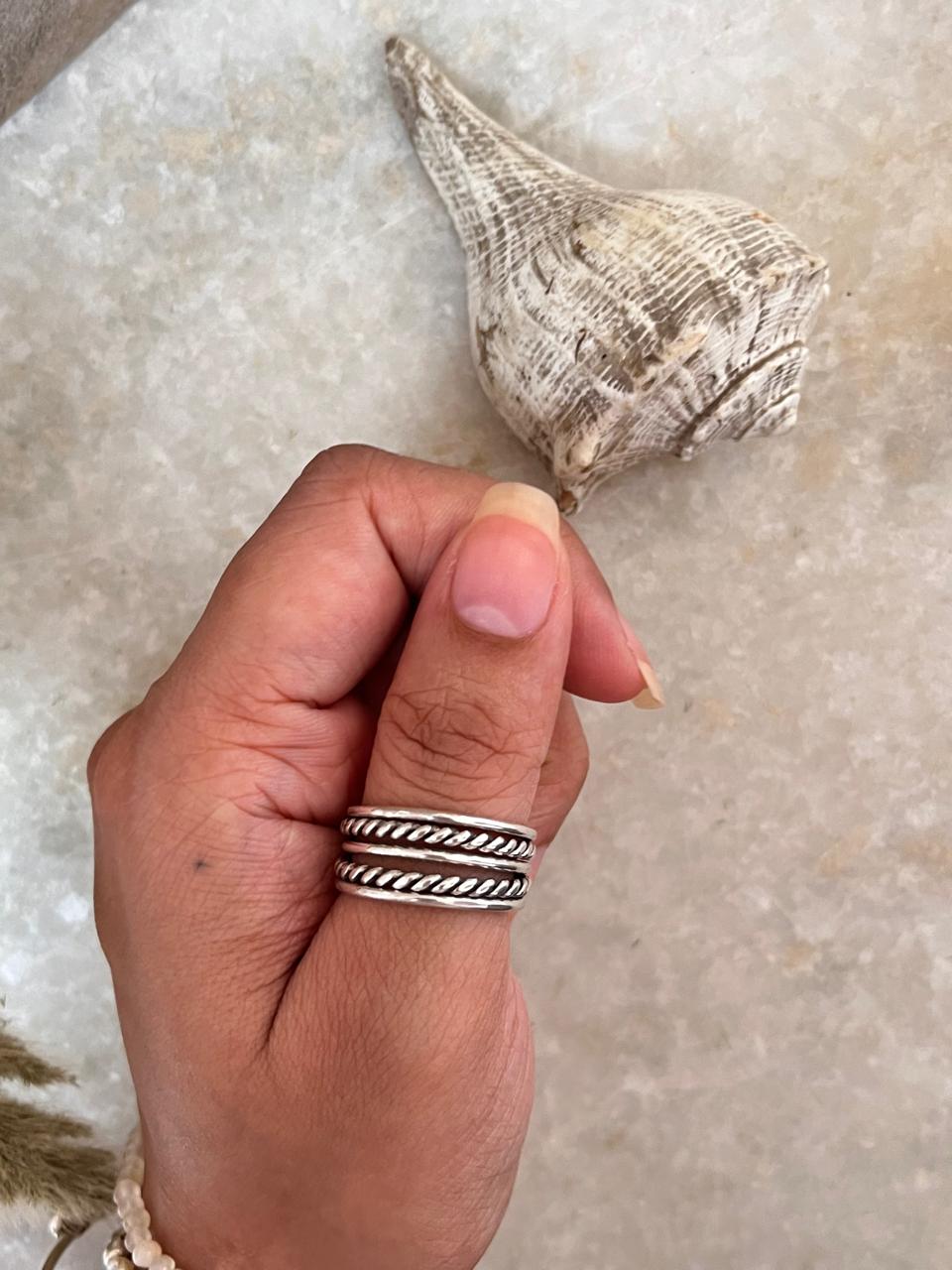 Rope & Plain Stacked Band 925 Sterling Silver Ring