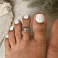 Oxidized sterling silver toe ring with tribal detail  