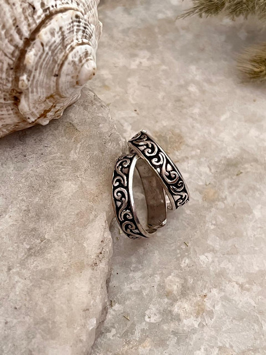 Vintage motif 2 toe ring in 925 sterling silver  