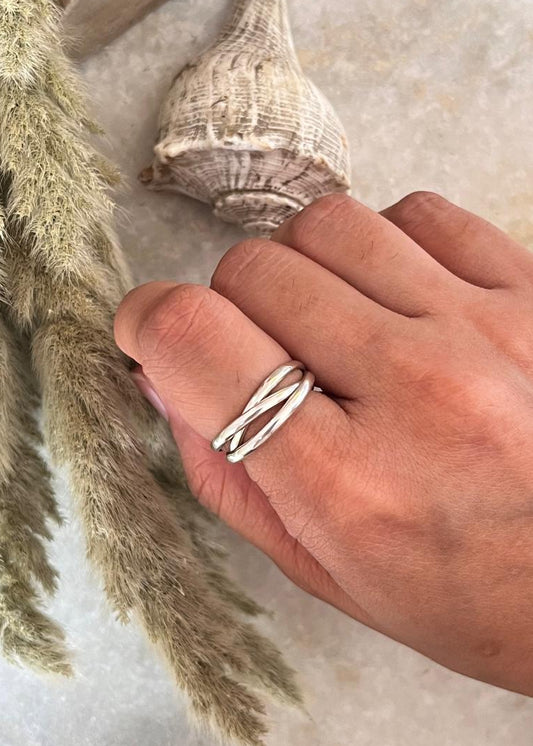 Handcrafted 925 sterling silver triple rolling band ring  