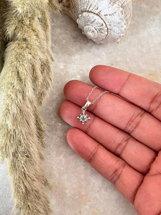 Tribal Tiny Blue Topaz 925 Sterling Silver Necklace