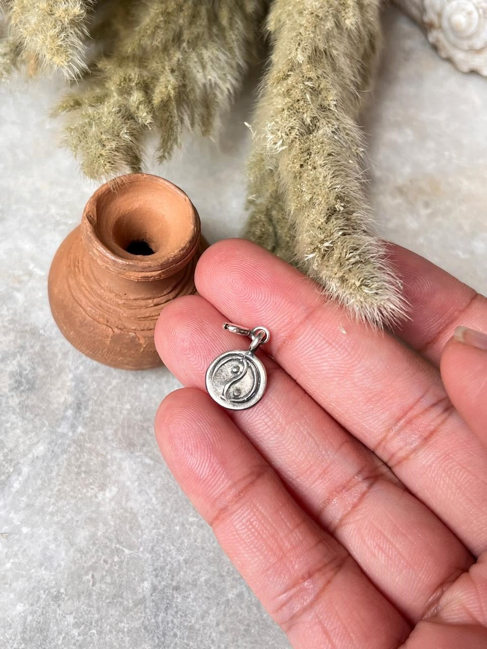 Symbolic hemp and yin yang 925 silver charm pendant jewelry  