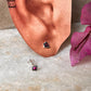  Elegant leaf design sterling silver earrings with pink CZ stones  