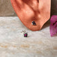 Handcrafted sterling silver leaf earrings with pink CZ sparkle  