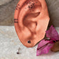 Delicate leaf design sterling silver earrings with pink CZ stones  