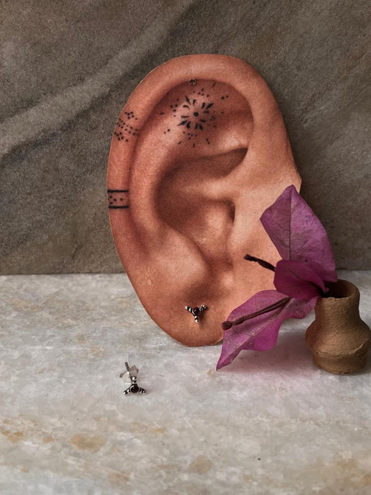 Handcrafted Teekona pink CZ stud earrings in sterling silver  