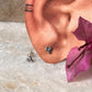 Elegant sterling silver floral stud earrings with white CZ stones  