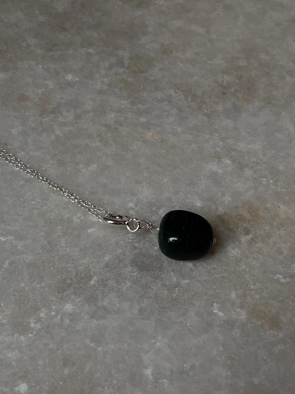 Unique green aventurine tumble stone 925 silver pendant  