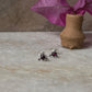 Rawa work pink CZ flower studs in sterling silver earrings  