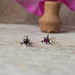 Traditional rawa design sterling silver earrings with pink CZ  