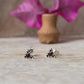 Handcrafted 925 silver rawa studs with pink cubic zirconia  