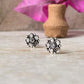 Elegant flower design sterling silver earrings with white CZ  