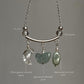 Lunar Garden- Aquamarine Butterfly, Tumble & Clear Quartz Moon Charms 925 Sterling Silver Necklace