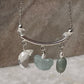 Lunar Garden- Aquamarine Butterfly, Tumble & Clear Quartz Moon Charms 925 Sterling Silver Necklace